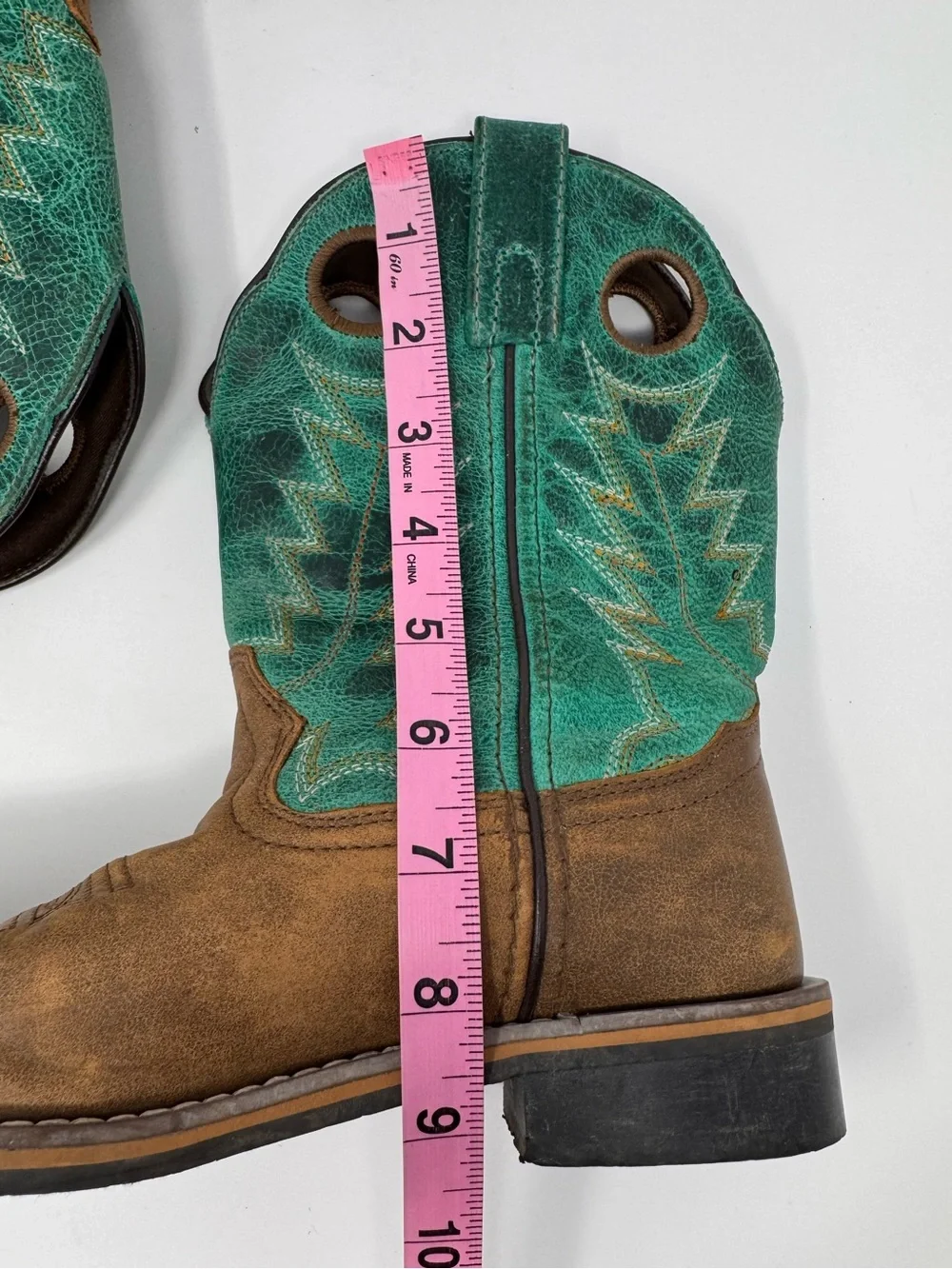 Smoky Mountain Boots Western Cowboy Boots Sz 2R Brown & Turquoise horse cowgirl